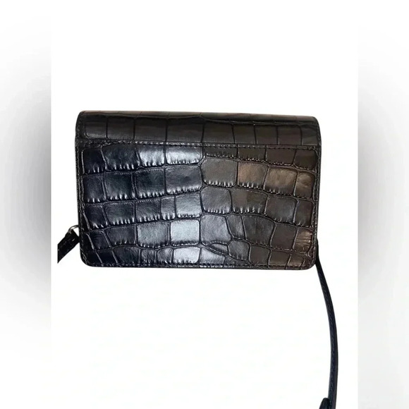 Karl Lagerfeld Paris Corrine Croc Embossed Crossbody Tote Black/Gold Vintage - Picture 6 of 7